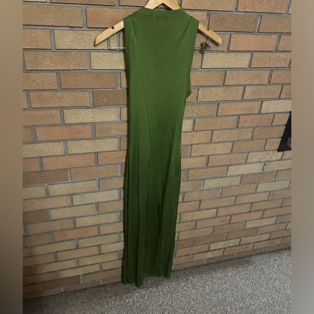 RTR Atlein Collective Green Midi Dress Layered Stretch Bodycon Sheath Size M - Picture 5 of 6